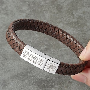 Coordinate Bracelet For Him, Christmas Gift For Boyfriend, GPS Bracelet For Men, Anniversary Gift For Him, Longitude Latitude Bracelet