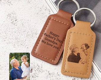 Daddy Gift From Daughter, Leather Keychain With Photo, Dad Keychain, New Dad Custom Gift, New Father Keychain, Dad Birthday Gifts