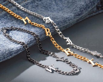 Personalized Initial Bracelet For Men, Men Jewelry, Bracelet For Dad, Kids Initial Bracelet, Husband Gift, Valentine Gift For Him