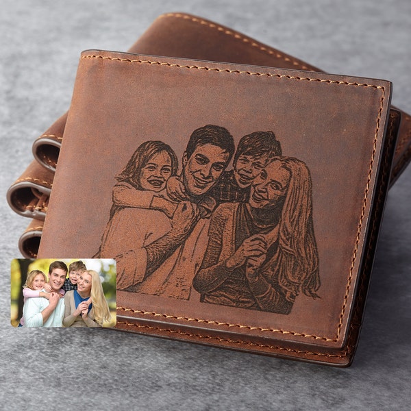 Dads Gifts From Son And Daughter, Dad Wallet, Custom Gift For Husband, Mens Leather Gift, Picture Wallet, Personalized Photo Wallet