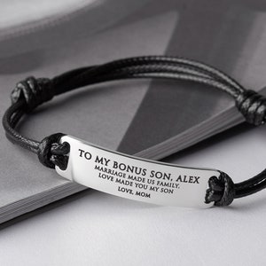 Step Son Gift, To My Bonus Son Bracelet, Step Son Custom Gift, Bonus Son Gift, Birthday Gift For Bonus Son, Step Son Bracelet