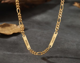 Name Necklace For Men, Engraved Jewelry, Mens Necklace With Kids Names, Anniversary Gifts, Personalized Gift For Him, Boyfriend Gifts