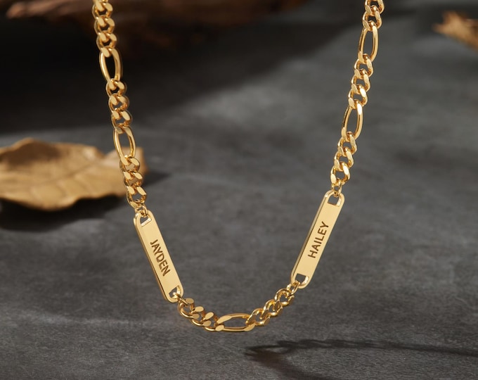 Name Necklace For Men, Engraved Jewelry, Mens Necklace With Kids Names, Anniversary Gifts, Personalized Gift For Him, Boyfriend Gifts