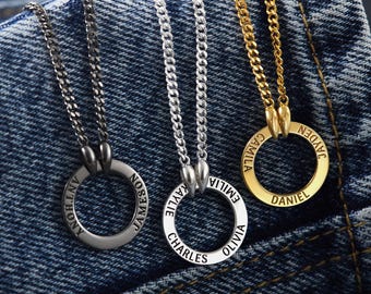 Engraved Mens Necklace, Personalized Men Jewelry, Name Necklace, Anniversary Gift, Husband Gift, Boyfriend Gift, Valentine Gift For Him,