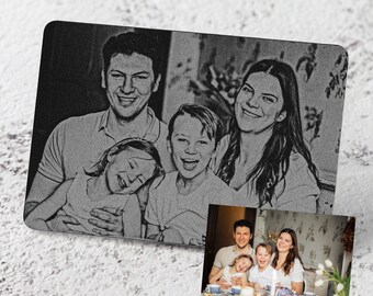Photo Insert Card, Daddy Custom Gift From Kids, Engraved Wallet Insert, Metal Card For Wallet With Photo, Wallet Love Card, Husband Gift