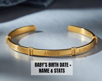 Heren manchetarmband, eerste vaderdagcadeau voor nieuwe vader, eerste keer vader cadeau, aangepaste gegraveerde sieraden, cadeau pasgeborene, cadeau man