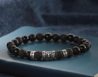 Mens Cross Bracelet, Christian Bracelet, Beaded Bracelet With Names, Personalized Mens Jewelry, Valentine Gift For Men, Religious Gift
