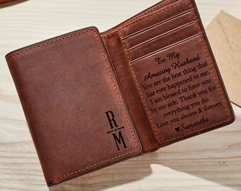 Wallet For Men, Custom Trifold Wallet, Personalized Birthday Gift, Anniversary Gift for Him,Engraved Leather Wallet,Leather Trifold Wallet