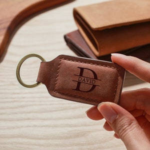 Mens Custom  Keychain, Name Keychain, Mens Leather Keychains, Engraved Keychain For Him, Keychain With Name,Boyfriend Husband Gift