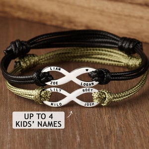 Dad Gift From Wife, Dad Gift From Kids, Children Name Bracelet, Infinity Name Bracelet, Personalized Bracelet For Dad, Kids Name Bracelet