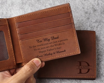 Daddy Wallet Gift, Dad Custom Wallet, Birthday Gift From Daughter, Engraved Dad Bifold Wallet, Gift For Dad, Leather Wallet For Dad