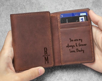 Trifold Mens Wallet, Anniversary Gift for Him, Husband Boyfriend Gift, Personalized Leather Wallet, Men Birthday Gift, Engraved Wallet