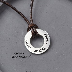 Dad Necklace With Kids Names, Personalized Gift For Dad, Men Custom Necklace, Engraved Men Necklace, Gift for Father, Husband Gift image 2
