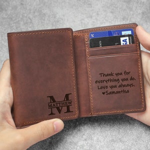 Presente de pai da filha, carteira tripla para pai, carteira com mensagem personalizada para pai, carteira masculina de couro, carteiras personalizadas