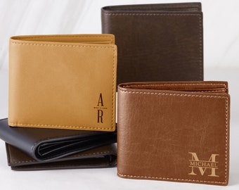 Men Leather Wallet, Personalized Wallet, Custom For Him, Engraved Wallet For Him, Bifold Wallet, VEGAN Leather