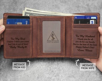 Mens Personalised Engraved dad grandad Black Leather army military coin Wallet