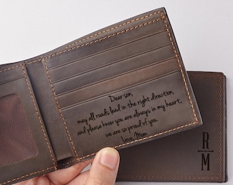 Son Wallet, To My Son Wallet, Personalized Wallet For Son, Son Bifold From Mom, Wallet For Son From Dad, Gift For Son, Engraved Son Wallet