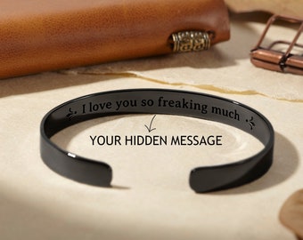 Secret Message Bracelet, Hidden Message Bracelet, Personalized Mens Bracelet, Anniversary Gift for Him, Inside Message Bracelet