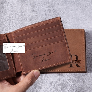 Billetera con escritura a mano para hombres, billetera personalizada para hombres, billetera plegable personalizada para hombres, regalo para esposos, billetera plegable grabada