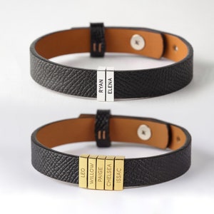 Personalized Gift For Dad, Dad Bracelet with Kids Names, Mens Leather Bracelet, Personalized Men Bracelet, Dad Gift From Children