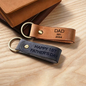 New Dad Gift From Baby, First Time Dad Gift, New Dad  Gift from Wife, New Dad Leather Keychain, Daddy Est 2024