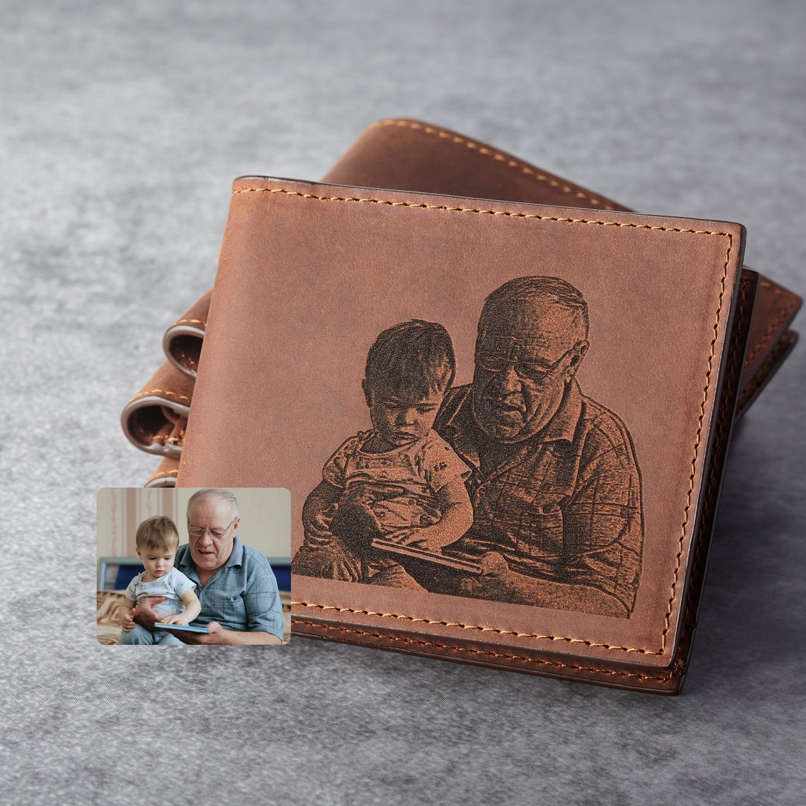 Grandpa Gift Grandpop Gift Personalized Wallet Photo Etsy
