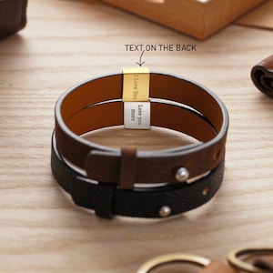 Men Leather Bracelet, Roman Numeral Bracelet, Personalized Bracelet For Men, Boyfriend Gift, Anniversary Gift For Him, Engraved Bracelet image 3