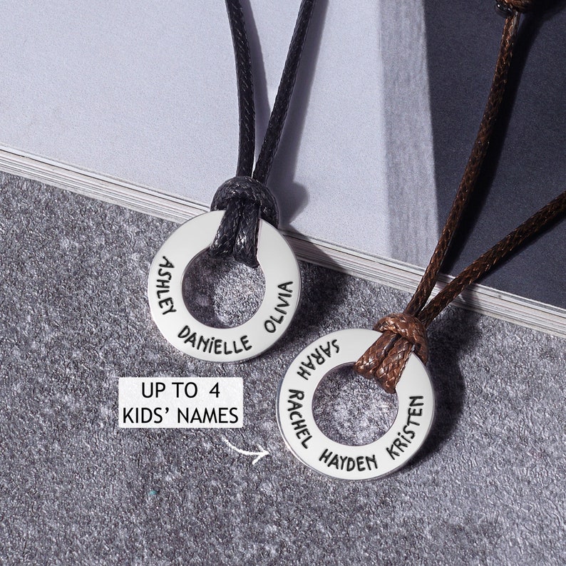 Dad Necklace With Kids Names, Personalized Gift For Dad, Men Custom Necklace, Engraved Men Necklace, Gift for Father, Husband Gift image 1