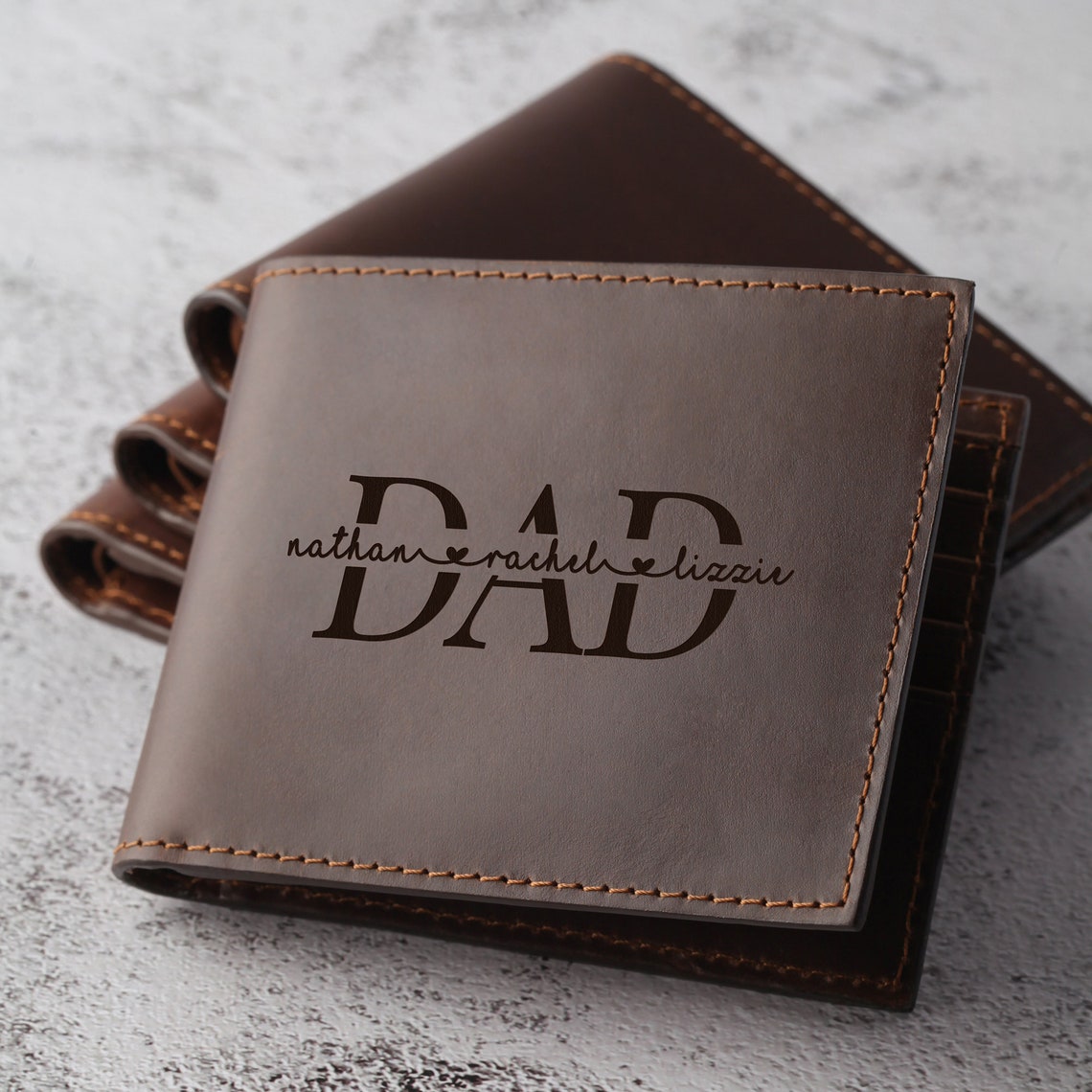 Engraved Wallet for Dad Personalized Leather Wallet Custom - Etsy