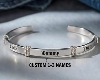 Naamarmband voor mannen, Vaderdagcadeaus, herenmanchetarmband, eerste keer papa cadeau, aangepaste gegraveerde sieraden, echtgenoot cadeaus van vrouw