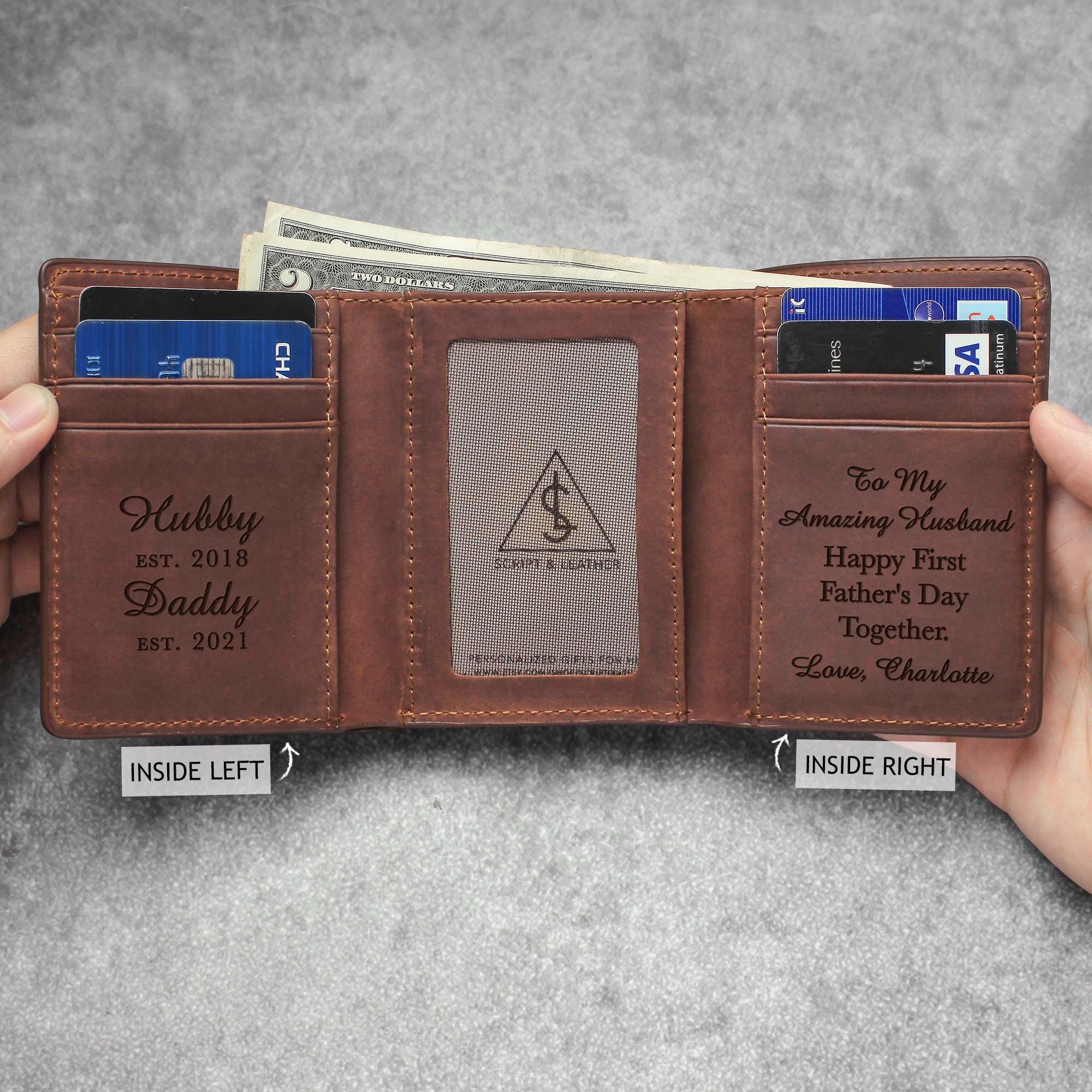 Personalized Wallet Men, Engraved Trifold Wallet, Gift For Husband, Name  Dad, Him - Yahoo Shopping