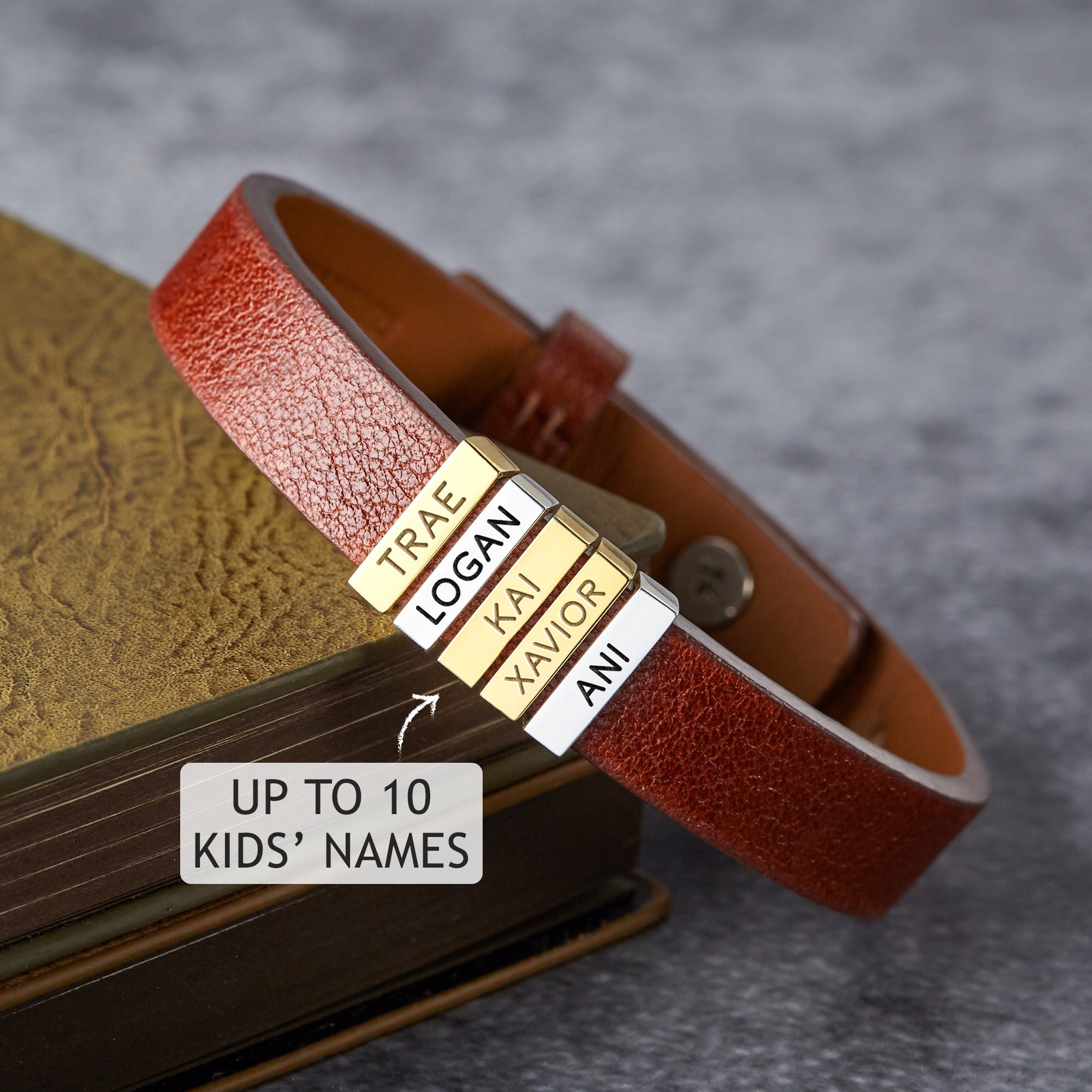 Mens name bracelet leather Clearance