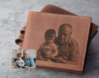 Grandpa Wallet Gift, Grandpop Custom Gift, Personalized Wallet, Photo Wallet, Picture Wallet, Fathers Day Gift, Engraved Gift
