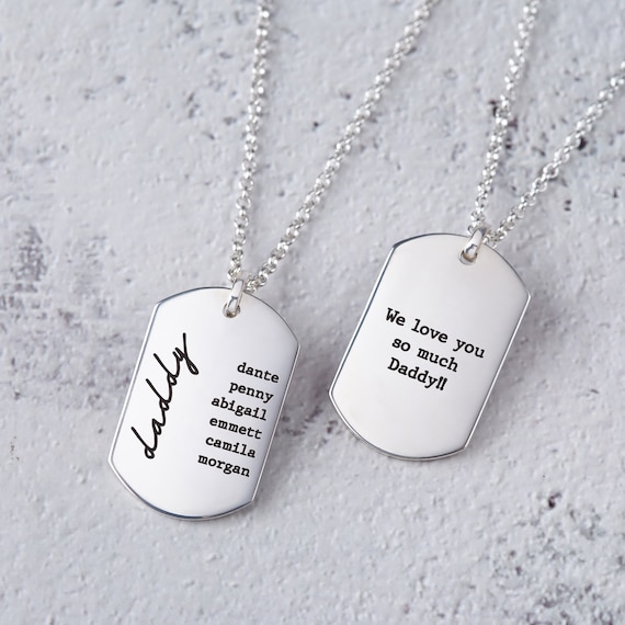 Mens dog top tag necklaces personalized