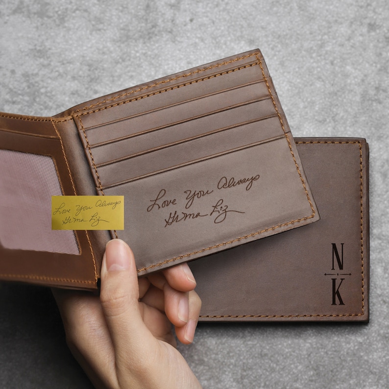 Handwriting Wallet for Him Engraved Wallet for Son Etsy