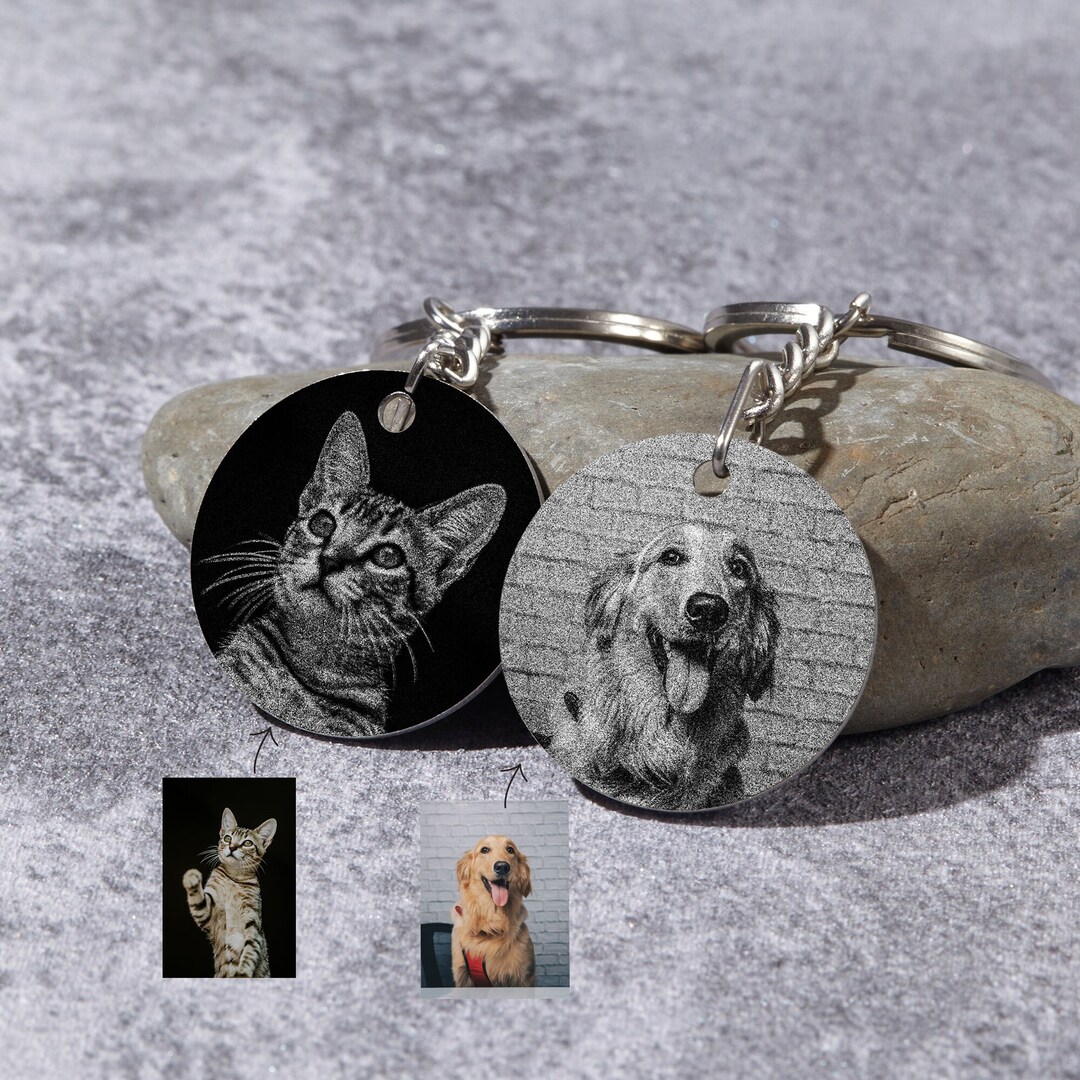 Personalized Pet Photo Keychain, Pet Lover Keychain, Photo Keyring, Dog