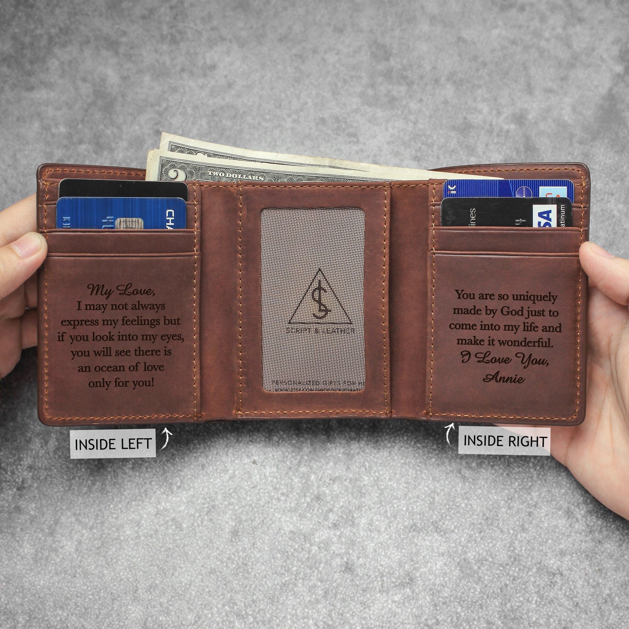Anniversary Wallet for Husband Engraved Trifold Wallets Etsy