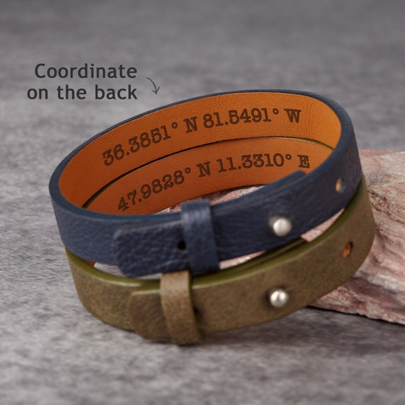 Buy Coordinate Bracelet Engraved Name Bracelet Personalized Men's Bracelet  Custom Bracelet for Dad Oxidized Silver Jewelry Gift for Him Online in  India - Etsy