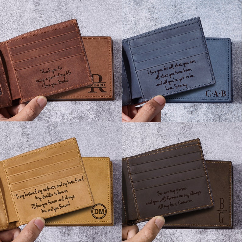 Wallet Men Leather, Husband Gift From Wife, First Father's Day Gifts ...