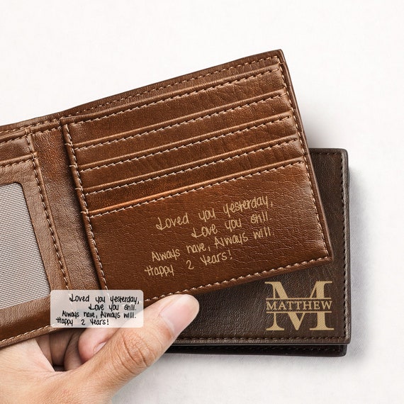 Regalo de billetera de escritura a mano real billeteras grabadas