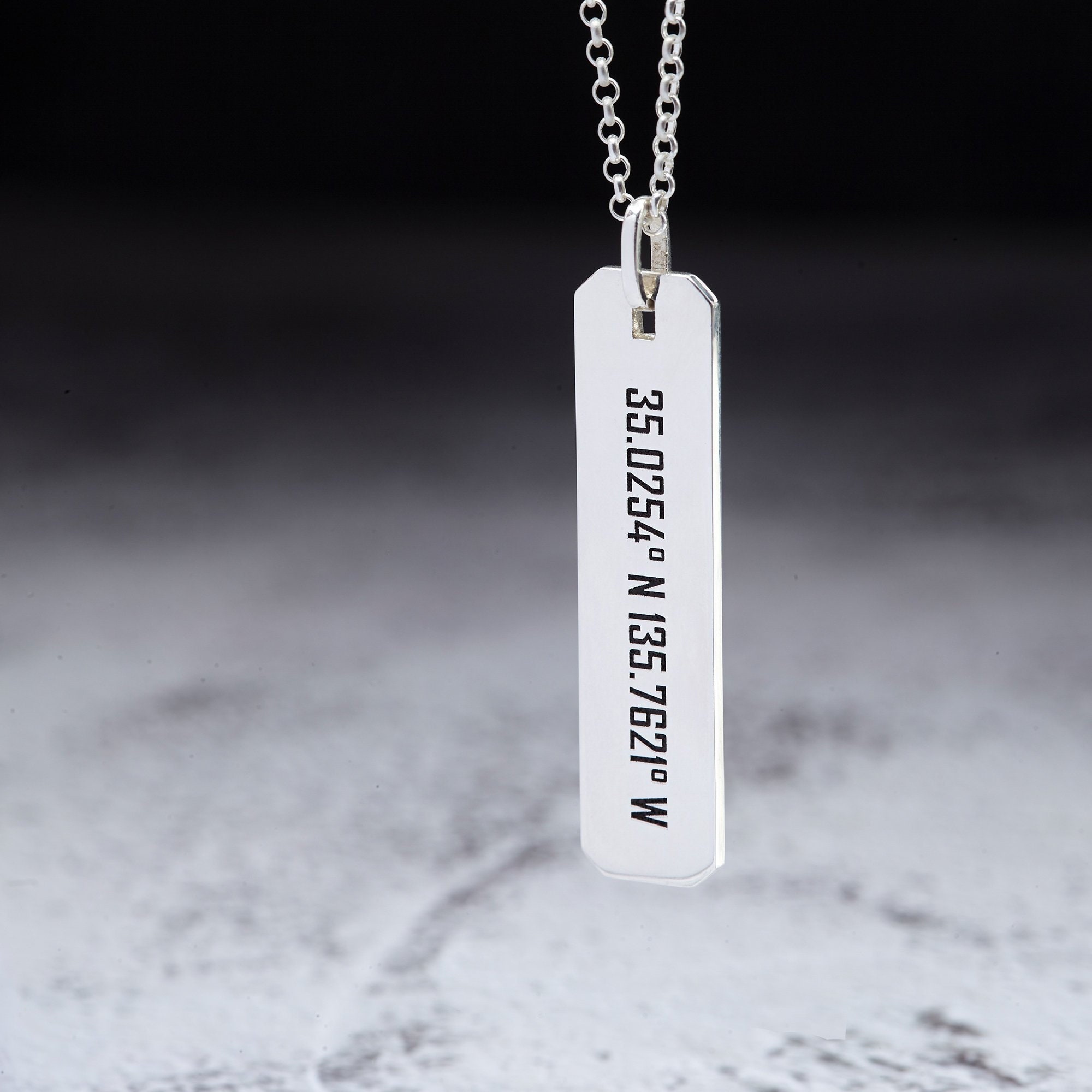 Coordinate Necklace for Men Longitude 