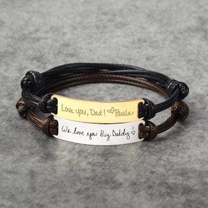 Handwriting Bracelet Men, Handwriting Jewelry For Men, Memorial Gift, In Memory Of Dad, Signature Leather Bracelet image 7