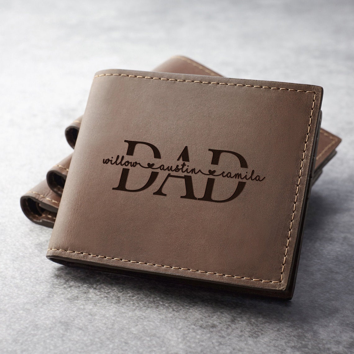 Engraved Wallet for Dad Personalized Leather Wallet Custom Etsy