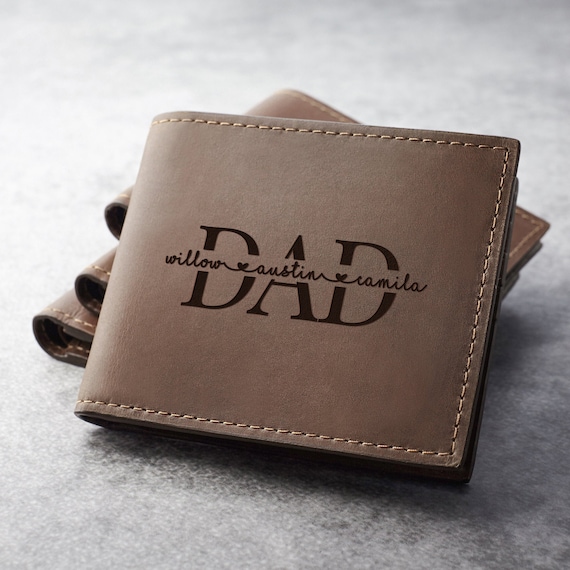 Custom Dad Wallet with Name Engraved