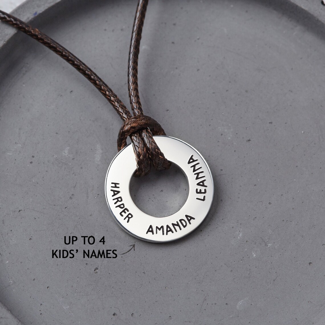 Dad Necklace With Kids Names Personalized Dad Gift Husband Etsy