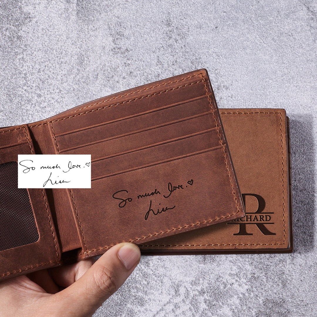 Handwriting Wallet for Men, Mens Personalized Wallet, Personalized Men ...