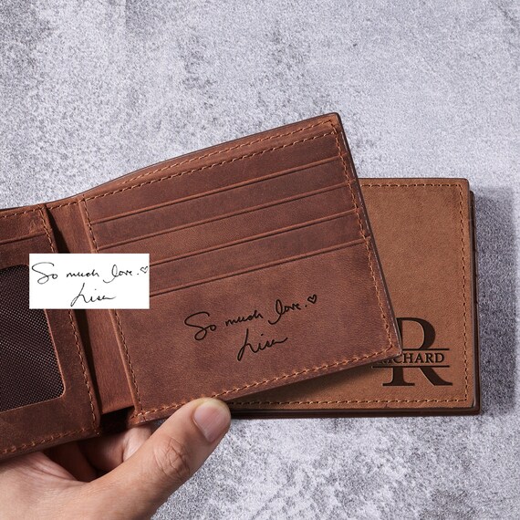 Cartera de escritura a mano para hombres cartera personalizada