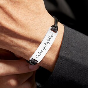 Handwriting Bracelet Men, Dad Fathers Day Gift, Jewelry For Men, In Memory Of Dad, Signature Leather Bracelet, Handwriting Gift For Men