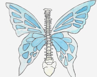 Spinal Cord Butterfly Original Watercolor Painting