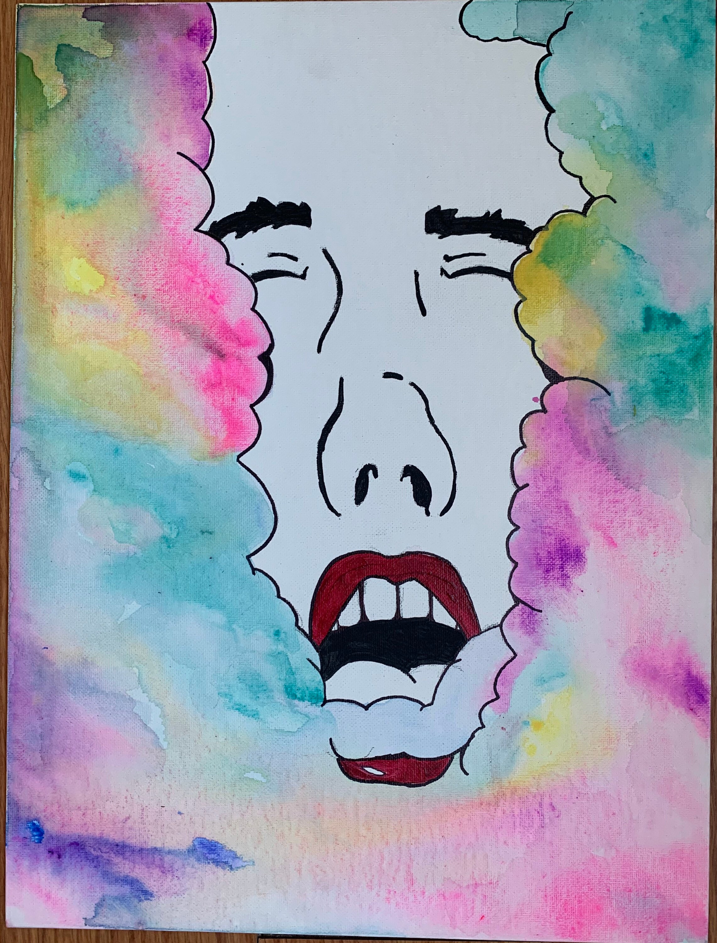 12 X 16 Canvas Painting Of Girl Smoking Etsy